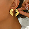 201 Stainless Steel Stud Earrings, Golden, Left and Right, Wing, 30x13mm