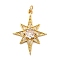 Brass Micro Pave Cubic Zirconia Pendants, Cadmium Free & Nickel Free & Lead Free, Star Charms, with Jump Rings, Real 18K Gold Plated, 29x21x4.5mm, Hole: 3.2mm