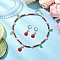 Synthetic Turquoise Beaded Necklaces & Earring Set for Women, Alloy Enamel Apple Charms Jewelry Sets, Red, 39.5x11.5mm