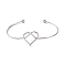 Non-Tarnish 201 Stainless Steel Wire Wrap Heart Open Cuff Bangle, Torque Bangle for Women, Stainless Steel Color, Inner Diameter: 2-7/8 inch(7.2cm)