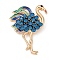 Flamingo Enamel Pins, Zinc Alloy Rhinestone Brooches for Backpack Clothes, Montana, 55.5x41.5mm