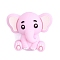 Silicone Beads, Elephant, Pink, 25.5x30x16.5mm, Hole: 2mm