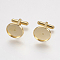 304 Stainless Steel Cuffinks, Flat Round, Real 18K Gold Plated, 19.5mm, Tray: 14x2mm, Inner Size: 12mm