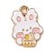 Alloy Enamel Pendants, Golden, Rabbit with Cake, White, 17.5x13x1.2mm, Hole: 2mm