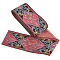 Ethnic Embroidery Polyester Flat Ribbons, Jacquard Ribbon, Orchid, 2-3/8 inch(61mm), about 5.47 Yards(5m)/pc