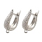 Rack Plating Brass Micro Pave Cubic Zirconia Hoop Earring Findings, Long-Lasting Plated, Lead Free & Cadmium Free, with Loop, Platinum, 20x13.5x5.5mm, Hole: 1.2mm, Pin: 0.8x11mm