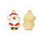 Christmas Alloy Enamel Pendants, Light Gold, Santa Claus Charm, White, 22x14x1mm, Hole: 1.8mm