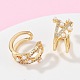C-образные серьги-каффы из латуни с микропаве из прозрачных кубических цирконий EJEW-Z111-04G-04-3