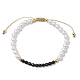 Браслеты из плетеных бусин из натурального черного оникса BJEW-JB11668-02-2