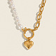 Элегантные ожерелья из нержавеющей стали с подвеской в форме сердца из натурального пресноводного жемчуга для женщин GH6480-1