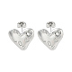 Латунные серьги-гвоздики в форме сердца со словом «любовь» EJEW-Q811-02P-1