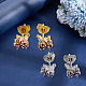 4 пара серег-гвоздиков из латуни двух цветов с микропаве из кубических цирконий EJEW-GO0003-18-4
