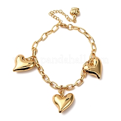 Браслеты с подвесками в виде сердечек из нержавеющей стали 304&nbsp;BJEW-G758-02G