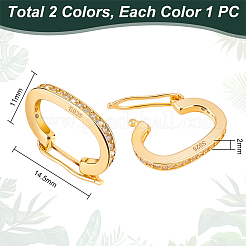 2 шт. 2-цветные родиевые застежки-крутилки из стерлингового серебра с микропаве из прозрачных кубических цирконий&nbsp;FIND-PH0018-35A