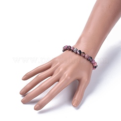 Натуральные родонитовые круглые бусины стрейч браслеты&nbsp;BJEW-JB04174-03