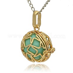 Золотой тон латунь полые круглые подвески KK-J231-08G