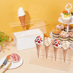 Акриловые подставки с 4 отверстием для мороженого в вафельном рожке&nbsp;ODIS-WH0043-192