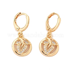Серьги-кольца из латуни с микропаве из прозрачного кубического циркония для женщин EJEW-G428-24G-03