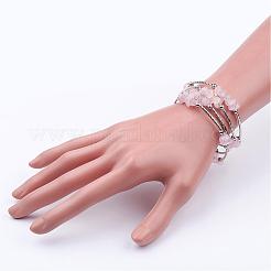 Четыре петли обруча драгоценный камень бисер браслеты BJEW-JB02590