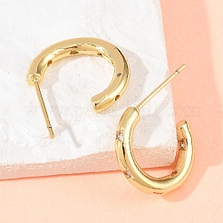 Серьги-гвоздики из латуни в форме буквы С с прозрачным кубическим цирконием&nbsp;EJEW-A156-10A-G