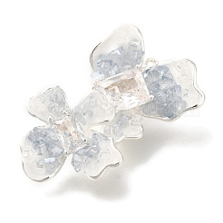 Подвески-коннекторы из прозрачного кубического циркония и стекла с цветком&nbsp;KK-K388-63S