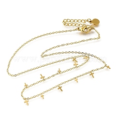 Религия 304 нержавеющая сталь кабель цепь крест кисточка ожерелья для женщин NJEW-M098-02G