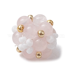 Натуральный розовый кварц и стеклянные бусины-кластеры PALLOY-MZ00591-01