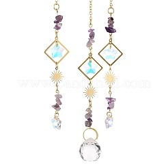 Натуральный аметистовый чип и латунная луна&nbsp;PW23041121729