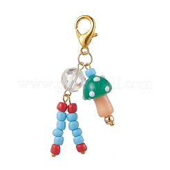 Гриб ручной работы лэмпворк и стеклянный кулон украшение&nbsp;HJEW-JM03821