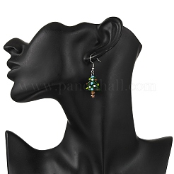 Серьги-подвески в виде рождественской елки из нержавеющей стали 304 EJEW-JE06524