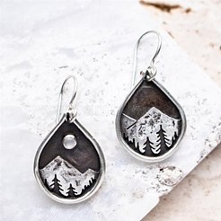 Серьги-подвески из сплава в форме капли с горным узором FS-WG9A937-01