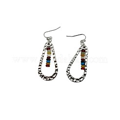 Серьги-подвески из сплава лэмпворк с бусинами-рондель&nbsp;FS-WG43C25-01