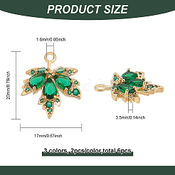 6 шт. 3 цвета латунные подвески с микропаве и кубическим цирконием&nbsp;KK-BC0010-52