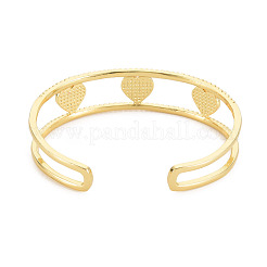 Прозрачный кубический цирконий сердце открытый браслет-манжета с эмалью BJEW-S141-017