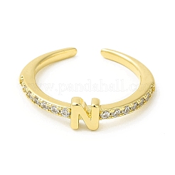 Кольцо-манжета с открытой буквой из прозрачного кубического циркония RJEW-H120-09G-N