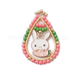 7 шт. 7 стиля пасхальная тематика стеклянные бусины каплевидной формы с подвесками в виде морковки-кролика&nbsp;PALLOY-MZ00580