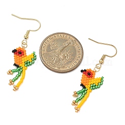 Серьги-подвески в форме птиц из бисера из стекла Miyuki из нержавеющей стали 304&nbsp;EJEW-MZ00555-05