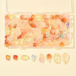 120 шт. 8 стиля осенняя тематика двухцветные прозрачные стеклянные подвески GLAA-FS0002-56