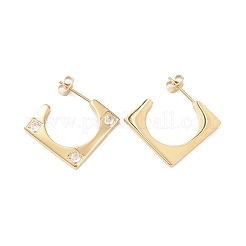 Прямоугольные серьги-гвоздики из кубического циркония с ионным покрытием (IP)&nbsp;EJEW-A097-01G-02