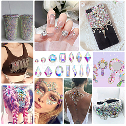 580шт 14 стиля стеклянные кабошоны со стразами&nbsp;GGLA-FG0001-06