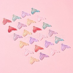 24 шт. 6 цвета прозрачные стеклянные подвески с распылительной росписью GLAA-FS0001-90