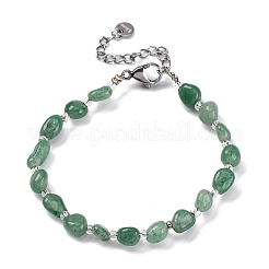 Женские браслеты из натурального зеленого авантюрина с бусинами G-P563-07P-23