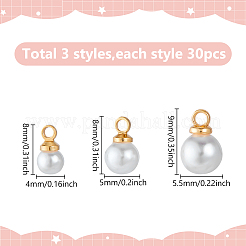 90 шт. 3 подвески из пластика с имитацией жемчуга KK-BC0012-94