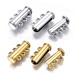 8 комплект 2-цветных 3-рядных магнитных застежек-слайдеров из латуни KK-FS0001-60