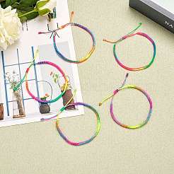 5шт 5 цветных плетеных браслета из нейлоновой нити BJEW-SW00049-05