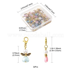 32 шт. ангел искусственный жемчуг акрил с подвесными украшениями из сплава HJEW-FS00040-02