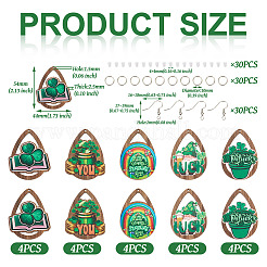 День Святого Патрика набор для изготовления деревянных серег-капель своими руками&nbsp;DIY-TA0009-12