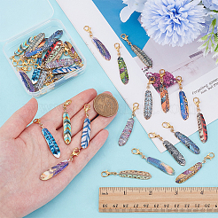 34 шт. подвеска в виде пера из двухцветного сплава с эмалью&nbsp;HJEW-PH02324