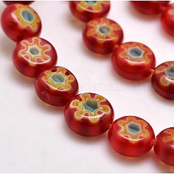 Ручной Millefiori стеклянные плоские круглые нити бисера&nbsp;LK-P011-02