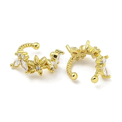 Латунные серьги-манжеты из прозрачного кубического циркония EJEW-C104-001G